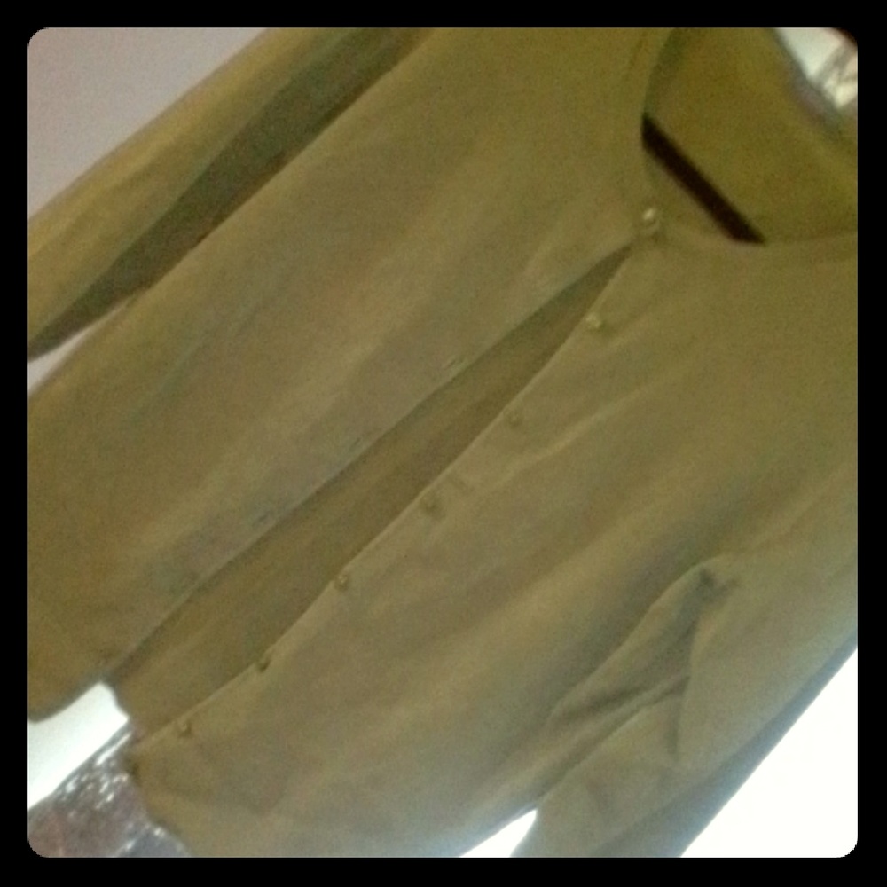 Olive green button up sweater